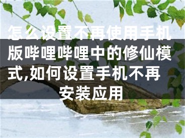 怎么設置不再使用手機版嗶哩嗶哩中的修仙模式,如何設置手機不再安裝應用