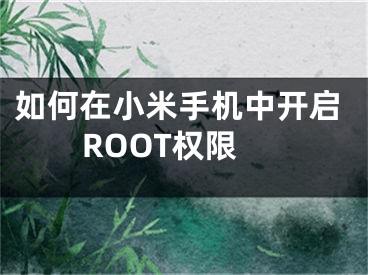 如何在小米手機中開啟ROOT權(quán)限