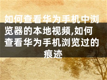 如何查看華為手機(jī)中瀏覽器的本地視頻,如何查看華為手機(jī)瀏覽過(guò)的痕跡