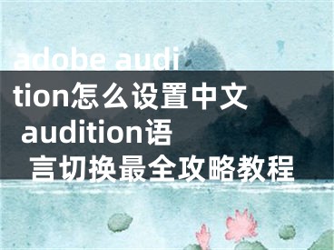 adobe audition怎么設(shè)置中文 audition語言切換最全攻略教程