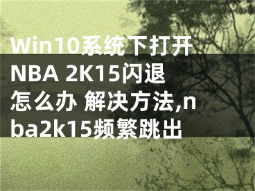 Win10系統(tǒng)下打開NBA 2K15閃退怎么辦 解決方法,nba2k15頻繁跳出