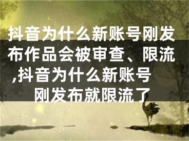 抖音為什么新賬號剛發(fā)布作品會被審查、限流 ,抖音為什么新賬號剛發(fā)布就限流了