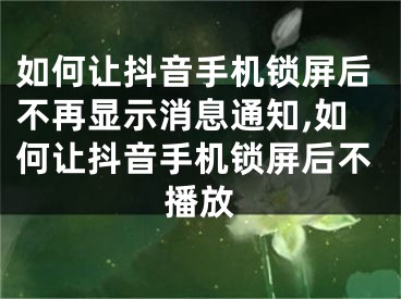 如何讓抖音手機(jī)鎖屏后不再顯示消息通知,如何讓抖音手機(jī)鎖屏后不播放