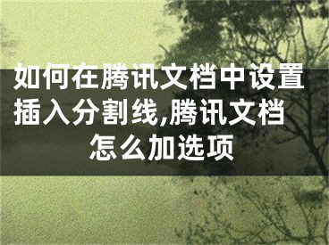 如何在騰訊文檔中設(shè)置插入分割線,騰訊文檔怎么加選項(xiàng)