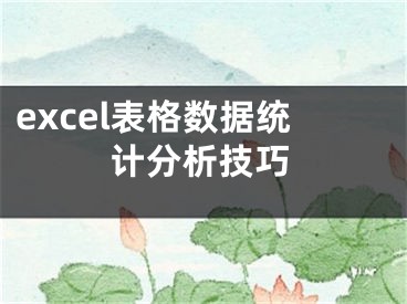 excel表格數(shù)據(jù)統(tǒng)計分析技巧