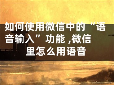 如何使用微信中的“語音輸入”功能 ,微信里怎么用語音