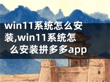 win11系統(tǒng)怎么安裝,win11系統(tǒng)怎么安裝拼多多app