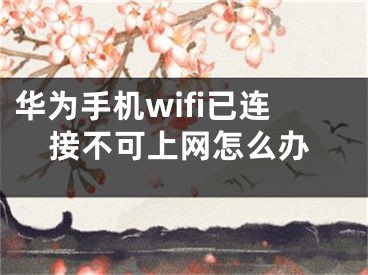 華為手機(jī)wifi已連接不可上網(wǎng)怎么辦