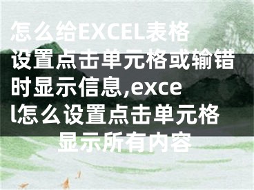 怎么給EXCEL表格設(shè)置點(diǎn)擊單元格或輸錯(cuò)時(shí)顯示信息,excel怎么設(shè)置點(diǎn)擊單元格顯示所有內(nèi)容