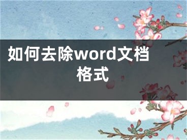 如何去除word文檔格式