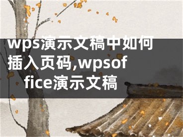 wps演示文稿中如何插入頁碼,wpsoffice演示文稿