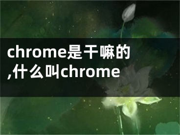 chrome是干嘛的,什么叫chrome