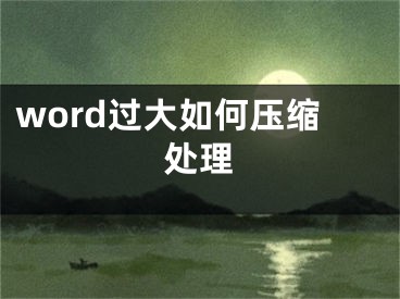 word過大如何壓縮處理