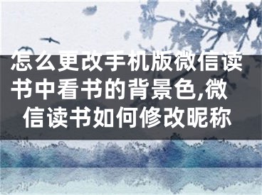 怎么更改手機(jī)版微信讀書中看書的背景色,微信讀書如何修改昵稱