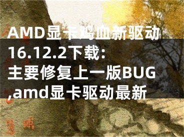 AMD顯卡雞血新驅(qū)動16.12.2下載:主要修復(fù)上一版BUG,amd顯卡驅(qū)動最新