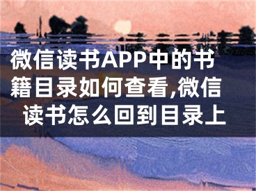 微信讀書APP中的書籍目錄如何查看,微信讀書怎么回到目錄上