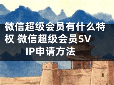 微信超級(jí)會(huì)員有什么特權(quán) 微信超級(jí)會(huì)員SVIP申請(qǐng)方法