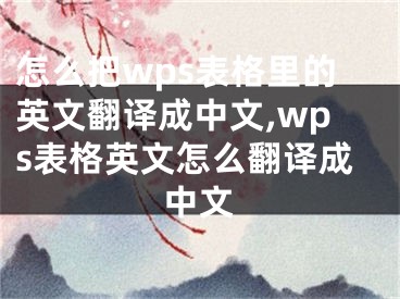 怎么把wps表格里的英文翻譯成中文,wps表格英文怎么翻譯成中文