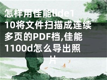 怎樣用佳能lide110將文件掃描成連續(xù)多頁的PDF檔,佳能1100d怎么導(dǎo)出照片