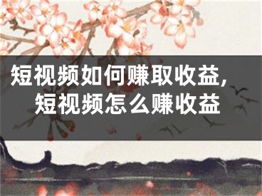 短視頻如何賺取收益,短視頻怎么賺收益