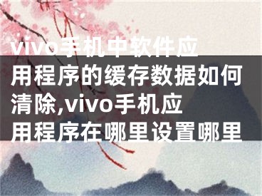 vivo手機(jī)中軟件應(yīng)用程序的緩存數(shù)據(jù)如何清除,vivo手機(jī)應(yīng)用程序在哪里設(shè)置哪里