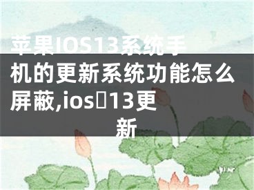 蘋(píng)果IOS13系統(tǒng)手機(jī)的更新系統(tǒng)功能怎么屏蔽,ios?13更新