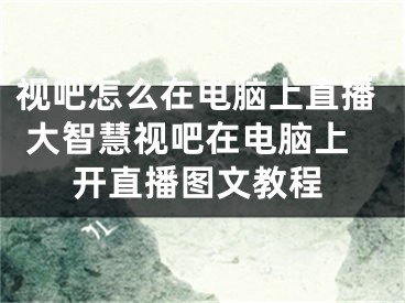 視吧怎么在電腦上直播 大智慧視吧在電腦上開直播圖文教程