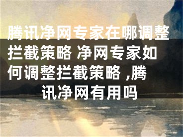 騰訊凈網(wǎng)專家在哪調(diào)整攔截策略 凈網(wǎng)專家如何調(diào)整攔截策略 ,騰訊凈網(wǎng)有用嗎