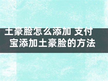 土豪臉怎么添加 支付寶添加土豪臉的方法