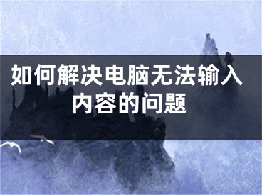 如何解決電腦無法輸入內(nèi)容的問題