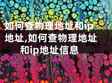 如何查物理地址和ip地址,如何查物理地址和ip地址信息