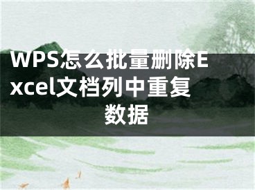 WPS怎么批量刪除Excel文檔列中重復(fù)數(shù)據(jù)