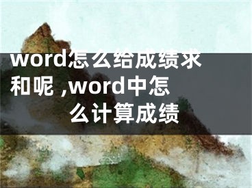 word怎么給成績(jī)求和呢 ,word中怎么計(jì)算成績(jī)