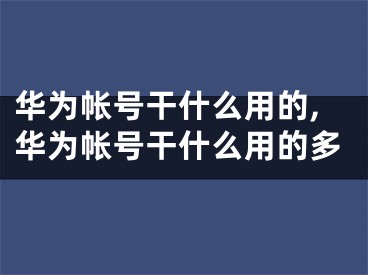 華為帳號干什么用的,華為帳號干什么用的多