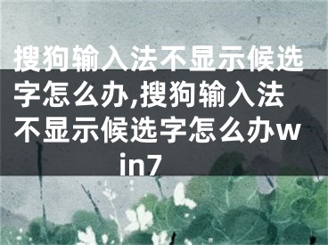 搜狗輸入法不顯示候選字怎么辦,搜狗輸入法不顯示候選字怎么辦win7