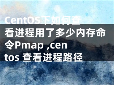 CentOS下如何查看進(jìn)程用了多少內(nèi)存命令Pmap ,centos 查看進(jìn)程路徑