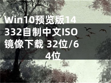 Win10預(yù)覽版14332自制中文ISO鏡像下載 32位/64位