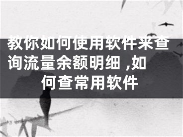 教你如何使用軟件來查詢流量余額明細 ,如何查常用軟件