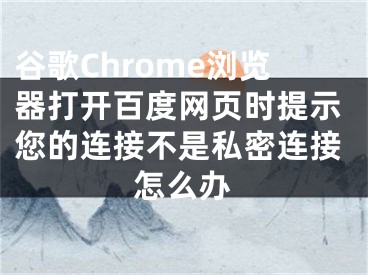 谷歌Chrome瀏覽器打開百度網(wǎng)頁時提示您的連接不是私密連接怎么辦