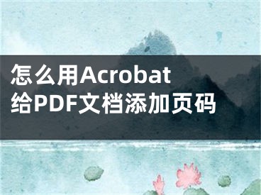 怎么用Acrobat給PDF文檔添加頁碼