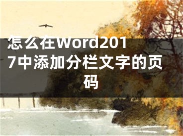 怎么在Word2017中添加分欄文字的頁碼