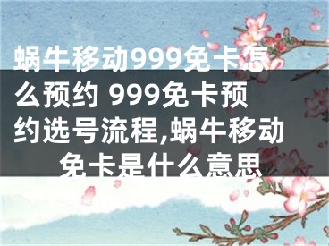 蝸牛移動999免卡怎么預(yù)約 999免卡預(yù)約選號流程,蝸牛移動免卡是什么意思