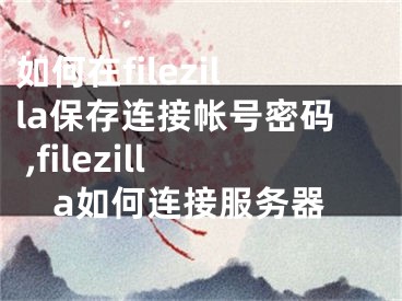 如何在filezilla保存連接帳號密碼 ,filezilla如何連接服務器