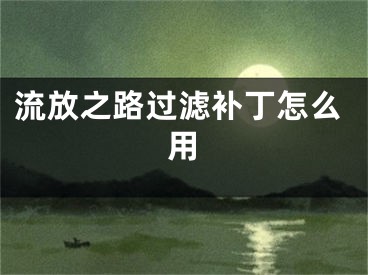 流放之路過濾補(bǔ)丁怎么用