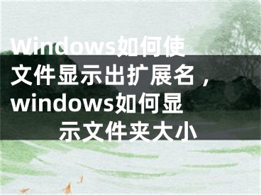 Windows如何使文件顯示出擴展名 ,windows如何顯示文件夾大小