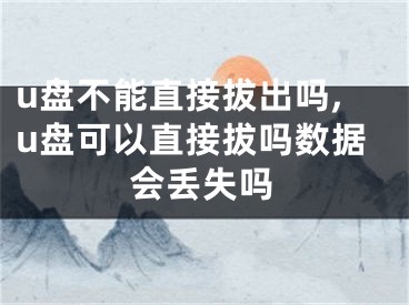 u盤不能直接拔出嗎,u盤可以直接拔嗎數(shù)據(jù)會丟失嗎