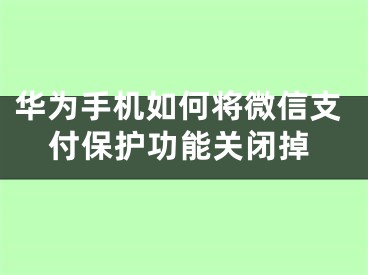 華為手機(jī)如何將微信支付保護(hù)功能關(guān)閉掉