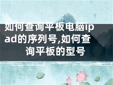 如何查詢平板電腦ipad的序列號,如何查詢平板的型號