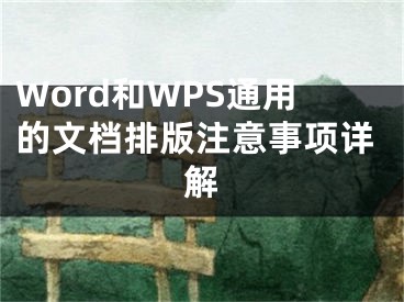 Word和WPS通用的文檔排版注意事項詳解