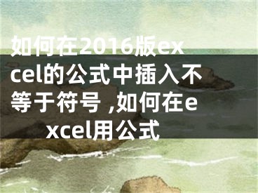 如何在2016版excel的公式中插入不等于符號 ,如何在excel用公式